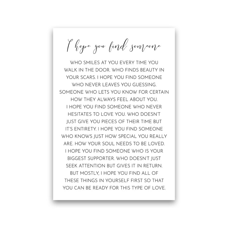 I HOPE YOU FIND SOMEONE-01 Art Print by Pixy Paper Print Only