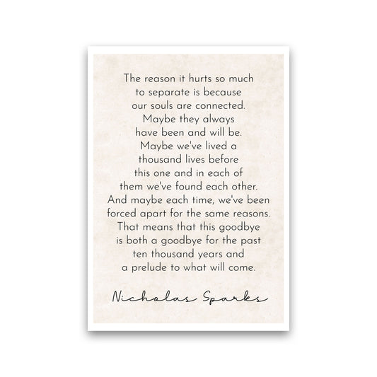 Our Souls - Nicholas Sparks Art Print by Pixy Paper Print Only