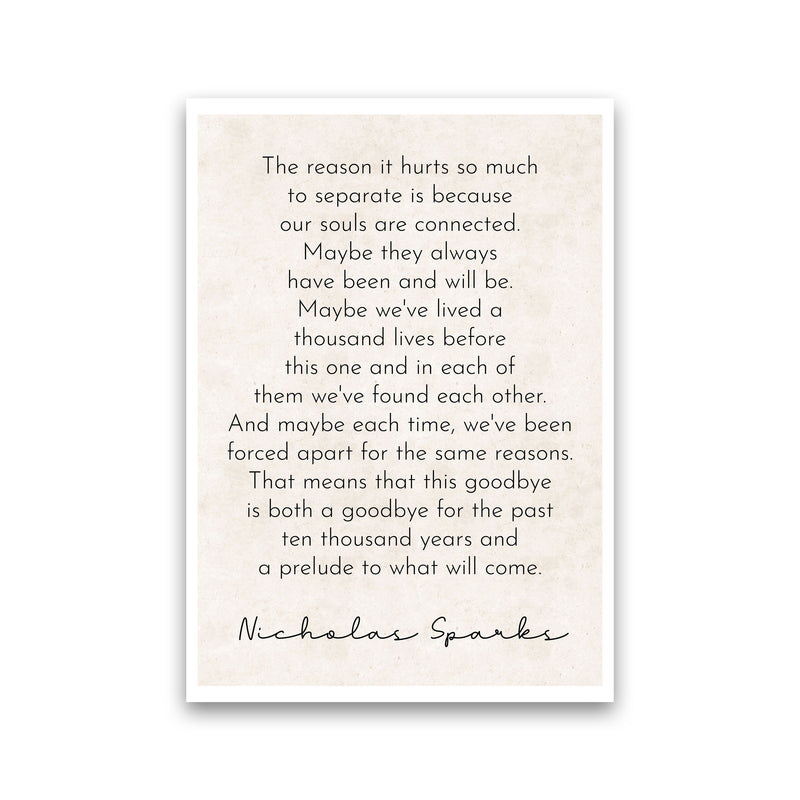 Our Souls - Nicholas Sparks Art Print by Pixy Paper Print Only