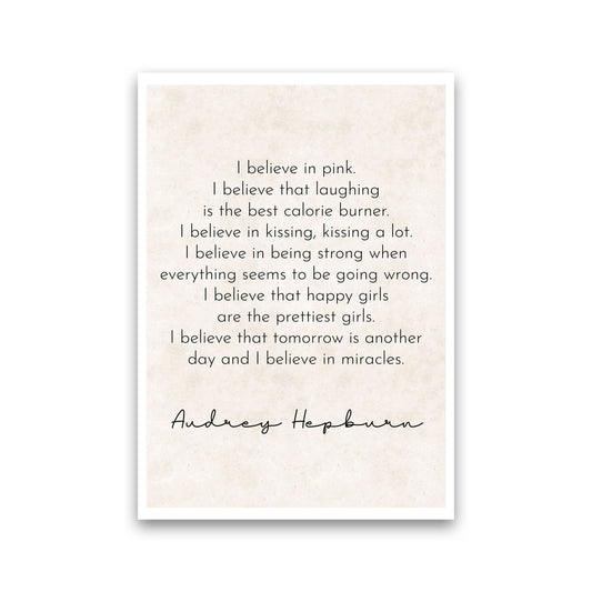 Happy Girls Are The Prettiest - Audrey Hepburn Art Print by Pixy Paper Print Only