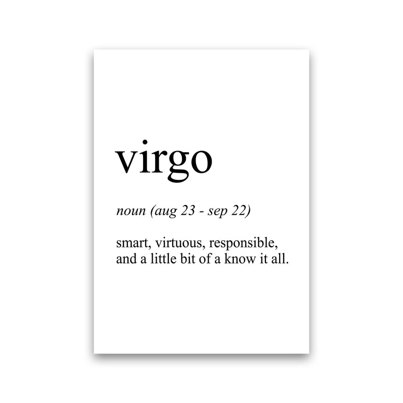 Virgo Definition Art Print by Pixy Paper Print Only
