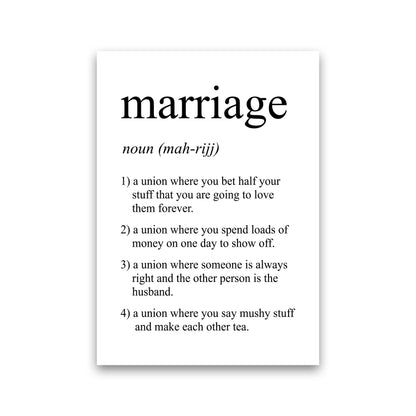 Marriage Definition Art Print by Pixy Paper Print Only