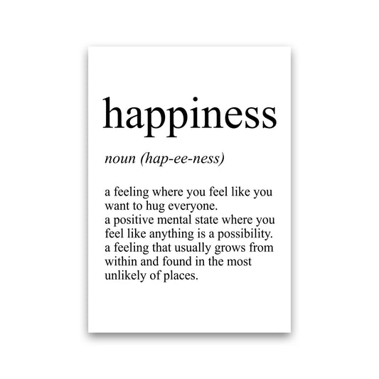 Happiness Definition Art Print by Pixy Paper Print Only