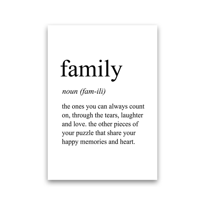 Family Definition Art Print by Pixy Paper Print Only
