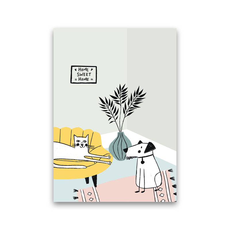 Dog and Cat Chat Art Print by Pixy Paper Print Only