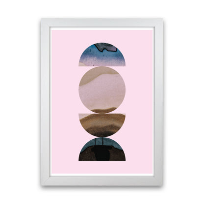 Abstract Circles Pink Background Modern Print White Grain