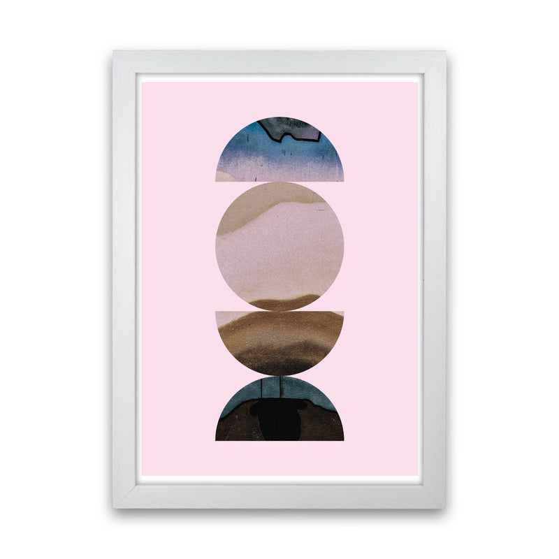 Abstract Circles Pink Background Modern Print White Grain