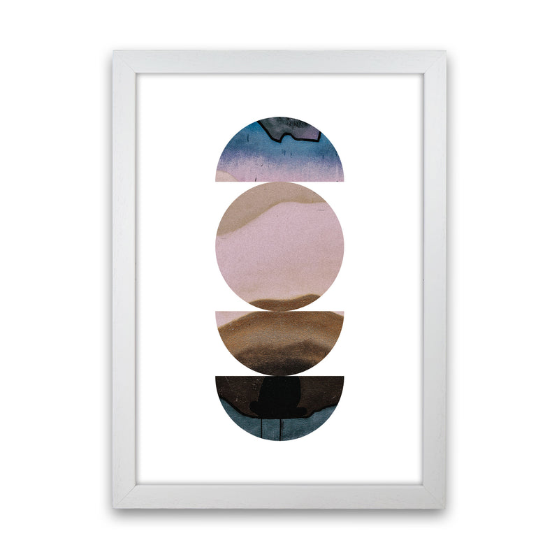 Abstract Circles White Background Modern Print White Grain