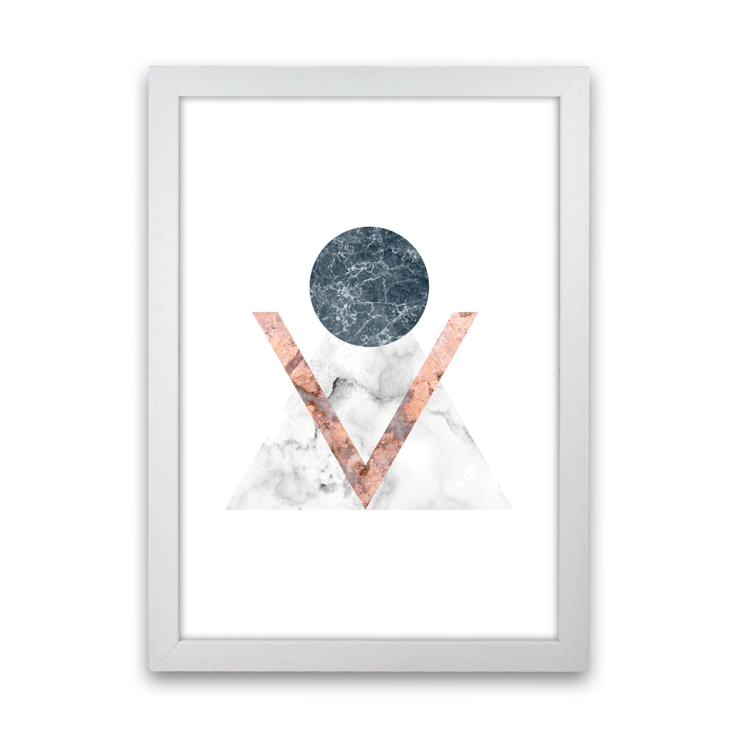 Marble Triangle Abstract Modern Print White Grain