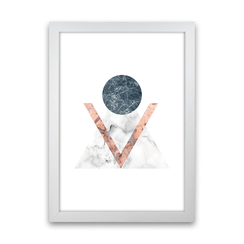 Marble Triangle Abstract Modern Print White Grain