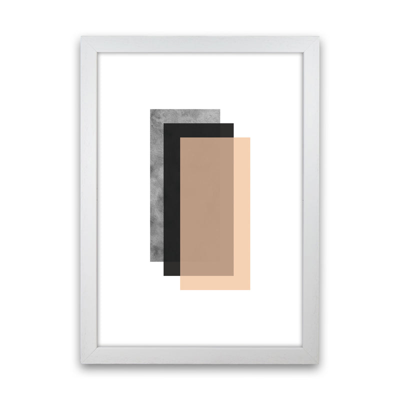 Peach And Black Abstract Rectangles Modern Print White Grain