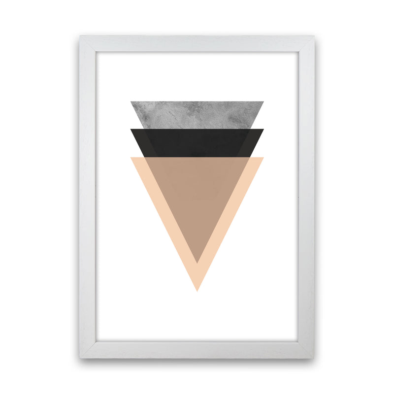 Peach And Black Abstract Triangles Modern Print White Grain