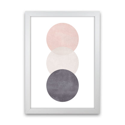 Cotton, Pink And Grey Abstract Circles Modern Print White Grain