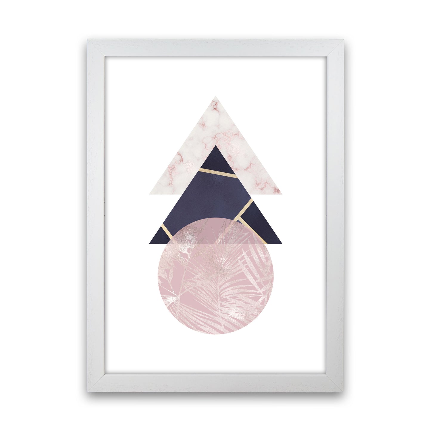 Pink And Navy Marble Abstract Triangles And Circle Modern Print White Grain