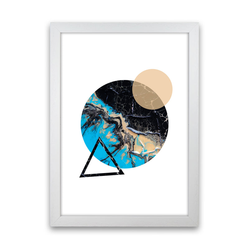 Blue Sand Abstract Circles Modern Print White Grain