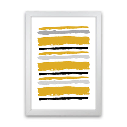 Mustard Contrast Abstract Stripes Modern Print White Grain