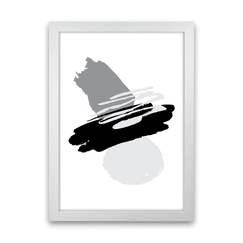 Black And Grey Abstract Paint Shapes Modern Print White Grain