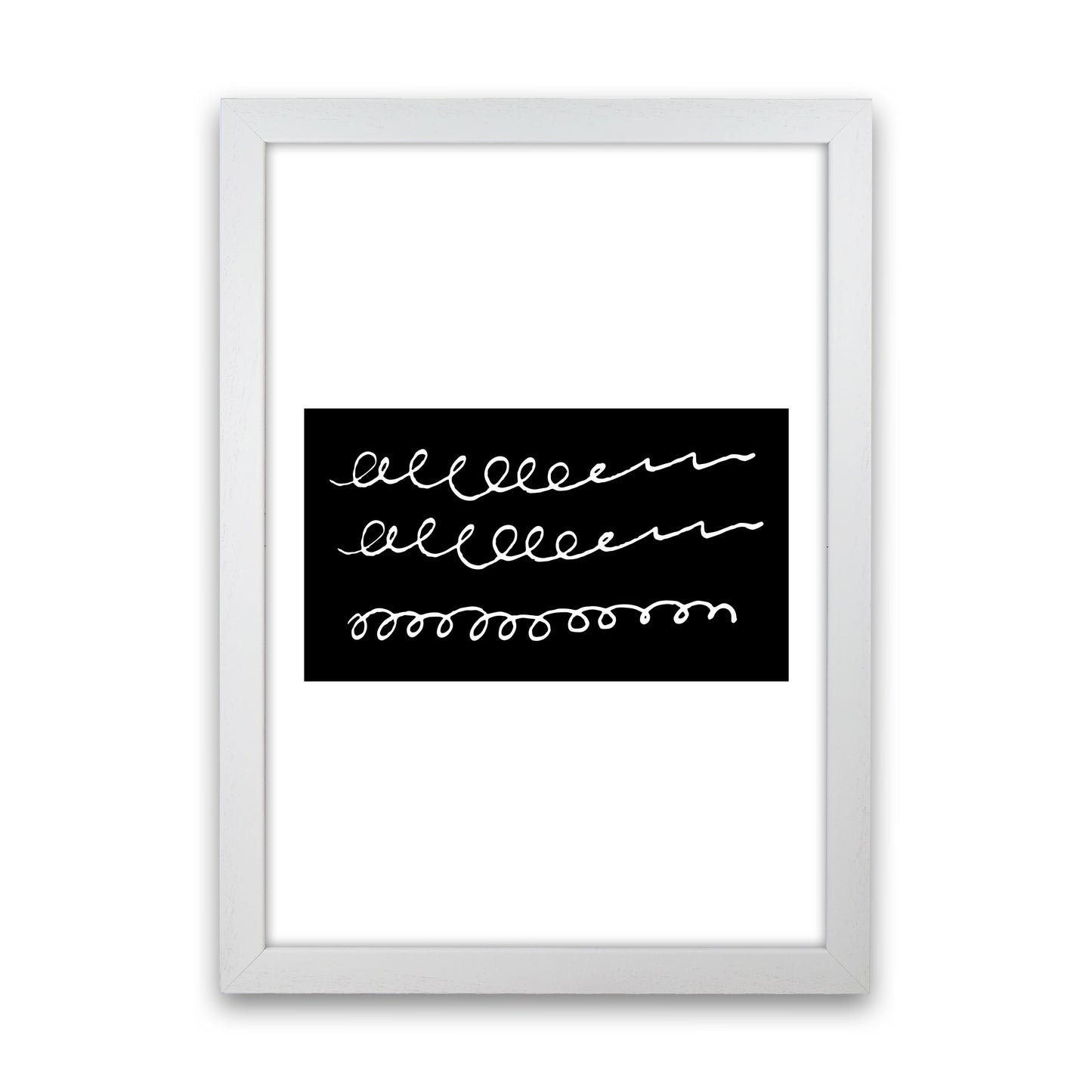 Black Rectangle Swirls Abstract Modern Print White Grain