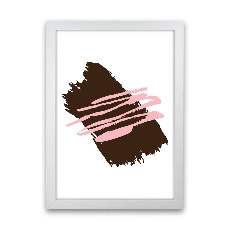 Black Jaggered Paint Brush Abstract Modern Print White Grain