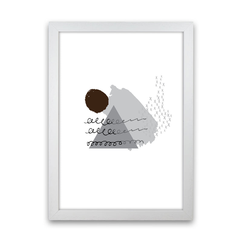 Grey And Black Mountain Sun Abstract Modern Print White Grain