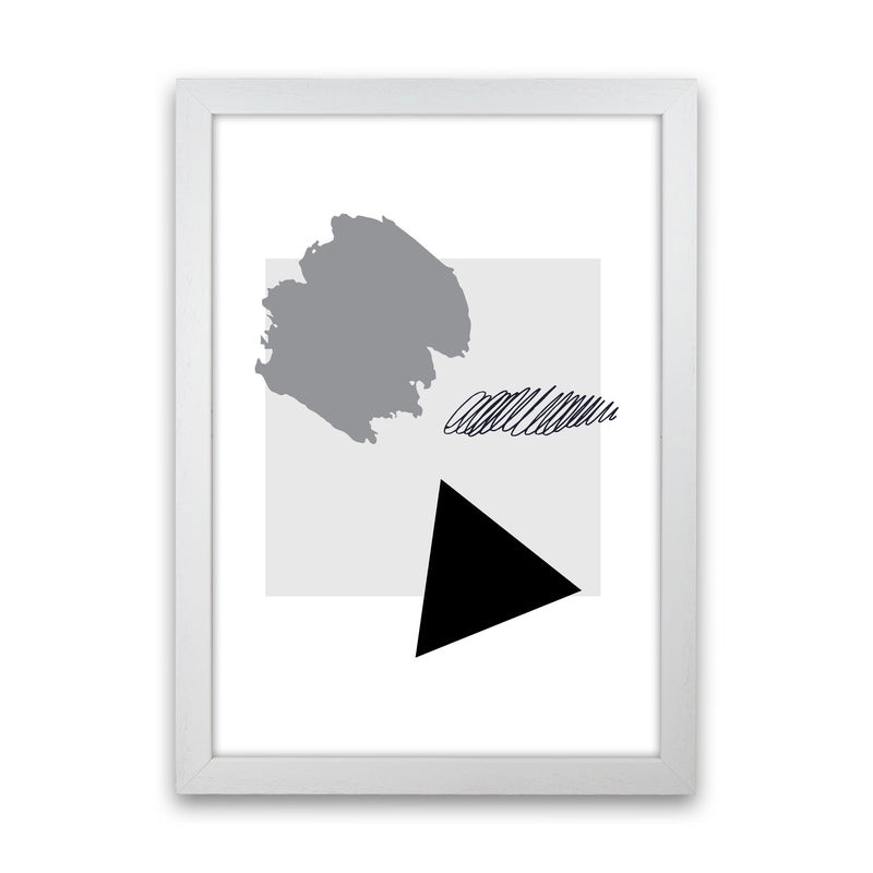 Grey Square Mismatch Abstract Modern Print White Grain