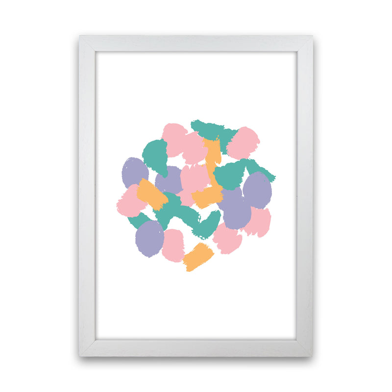 Pink Abstract Paint Splodge Modern Print White Grain