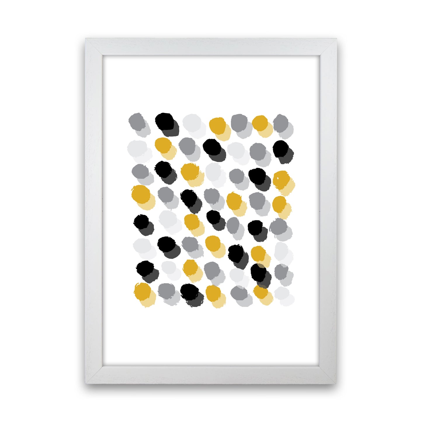 Mustard Polka Dots Abstract Modern Print White Grain