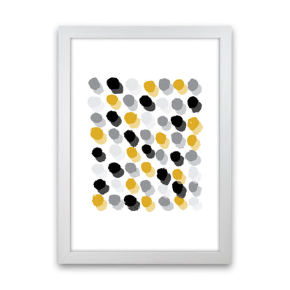 Mustard Polka Dots Abstract Modern Print White Grain