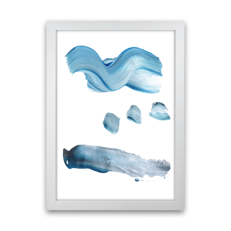 Light Blue Abstract Paint Strokes Modern Print White Grain