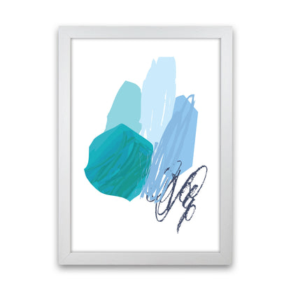 Blue Abstract Palette Drawings Modern Print White Grain