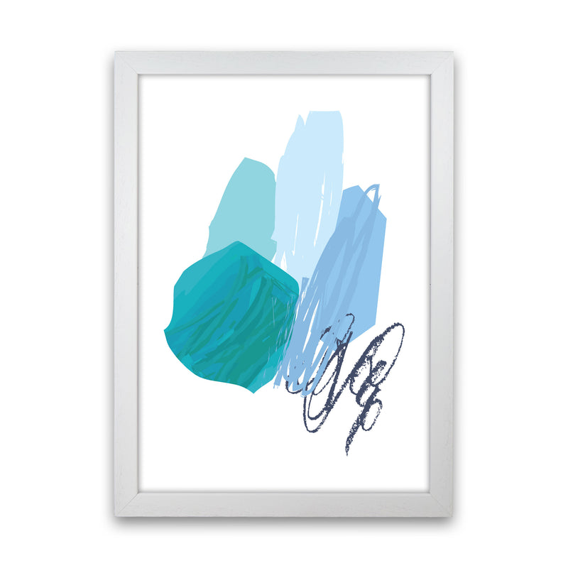 Blue Abstract Palette Drawings Modern Print White Grain