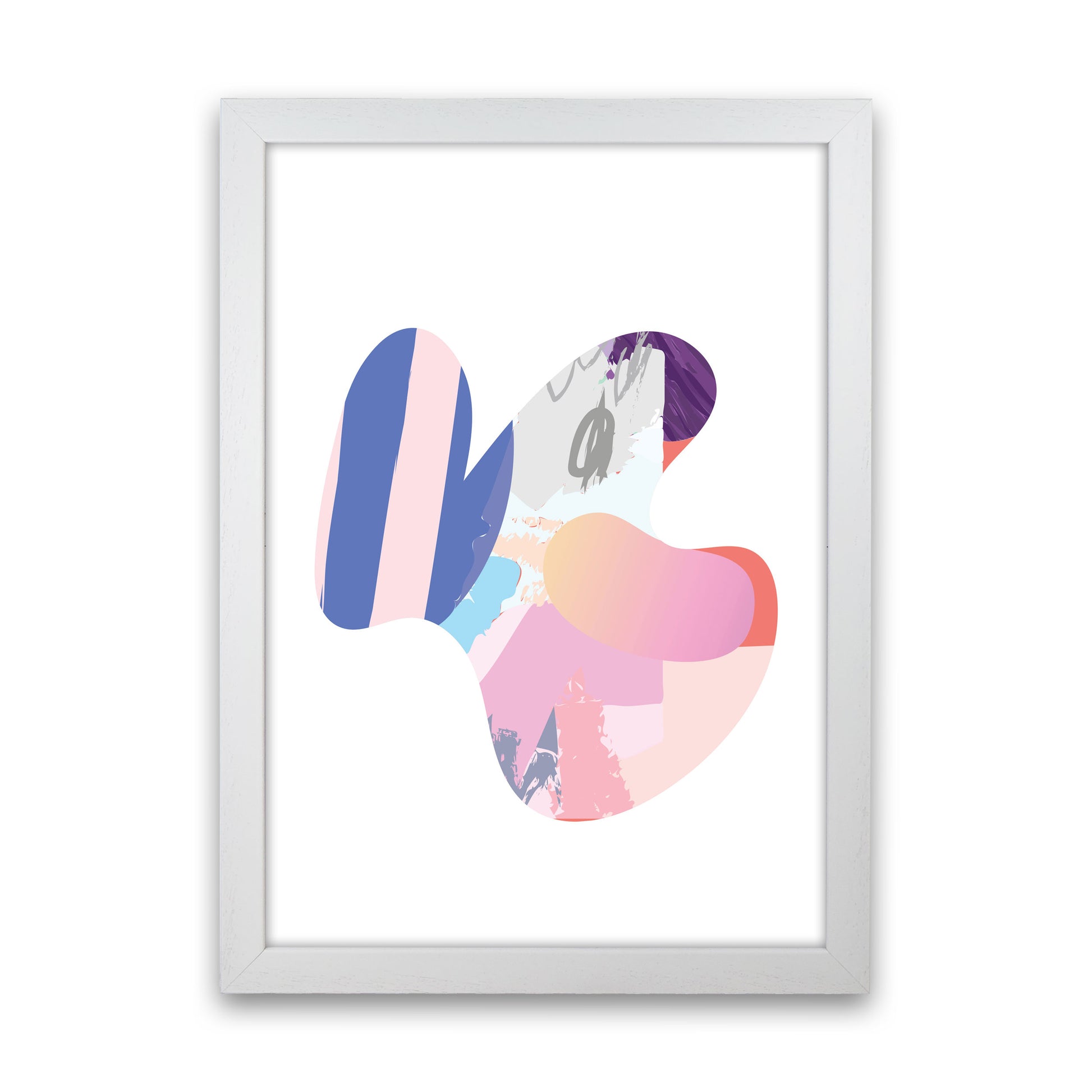 Pink Abstract Butterfly Shape Modern Print White Grain