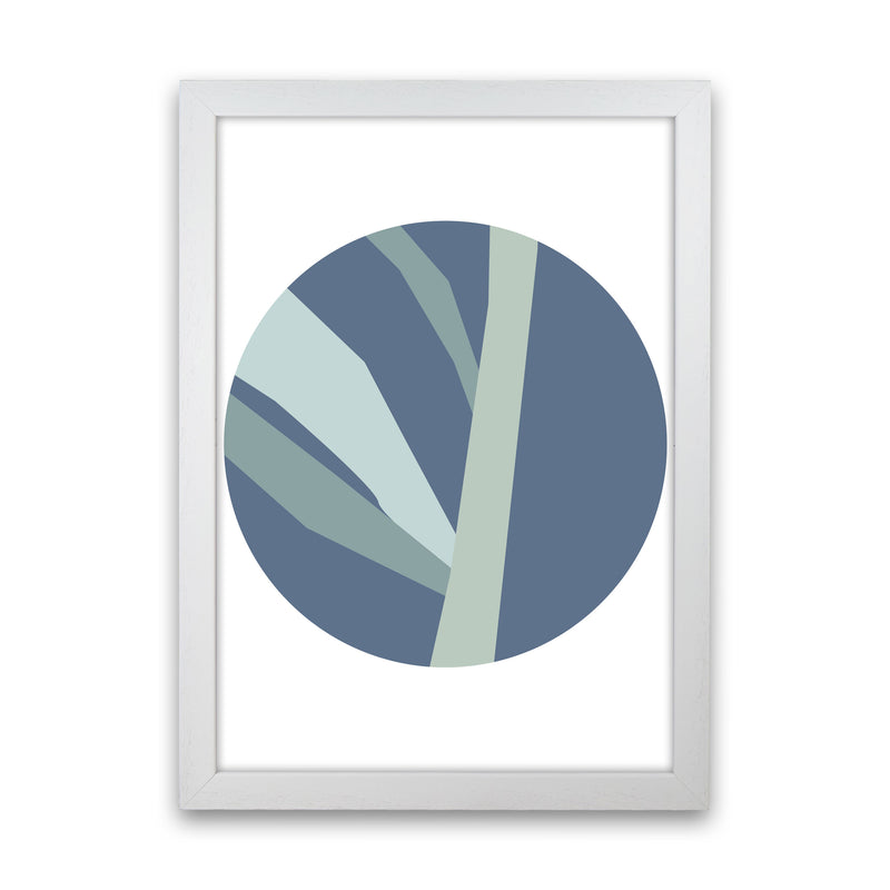 Navy Abstract Circle With Branches Modern Print White Grain