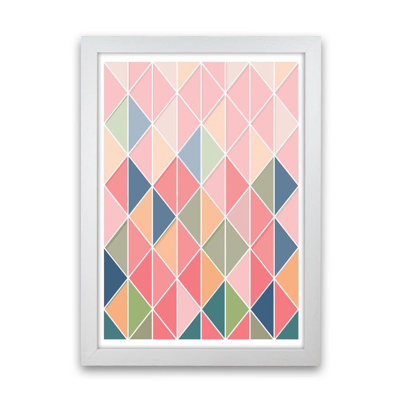 Full Colour Abstract Geo Modern Print White Grain
