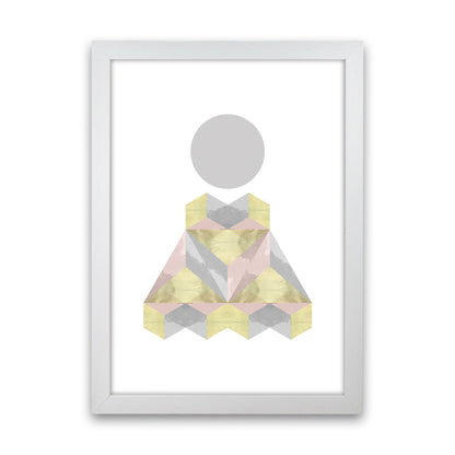 Gold, Pink And Grey Abstract Shapes Modern Print White Grain