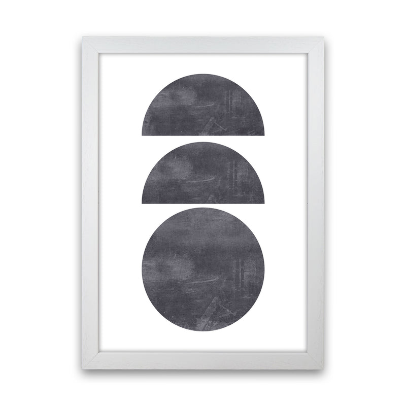 Abstract Scratched Texture Circles Modern Print White Grain