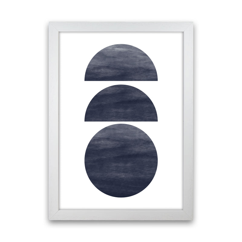 Abstract Navy Circles Modern Print White Grain