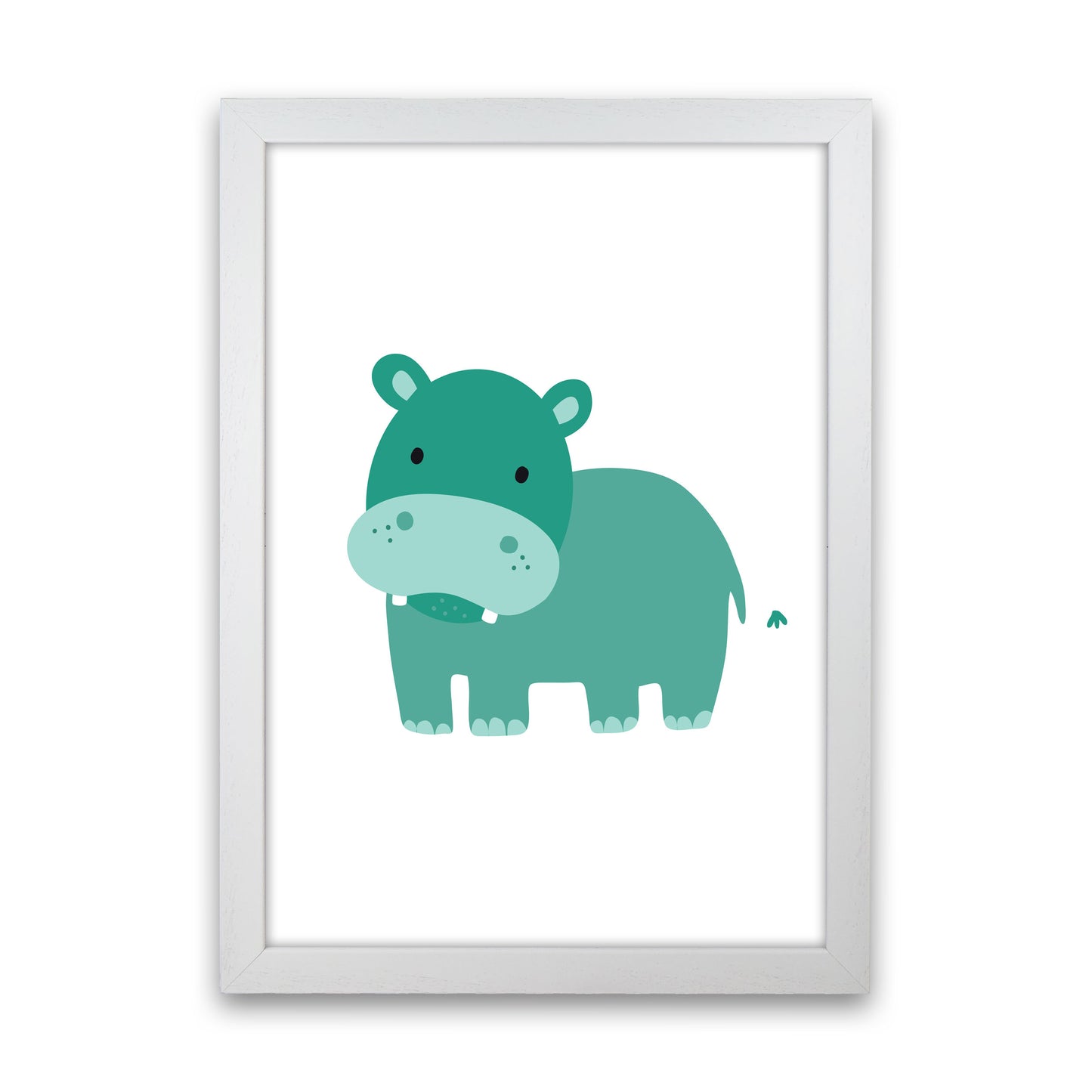 Children&#39;s Animals, Hippo Modern Print White Grain