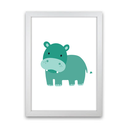 Children&#39;s Animals, Hippo Modern Print White Grain