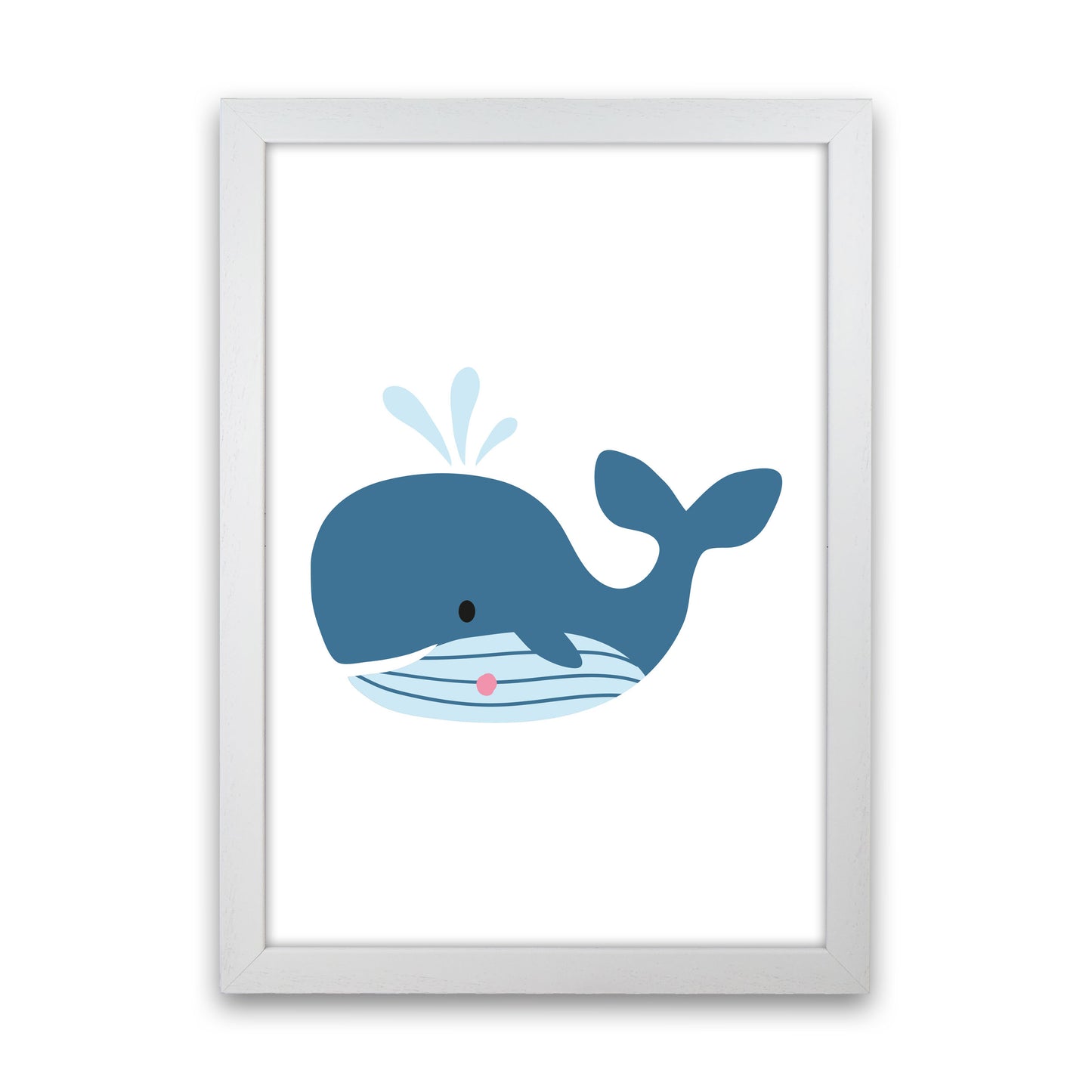 Children&#39;s Animals, Whale Modern Print White Grain