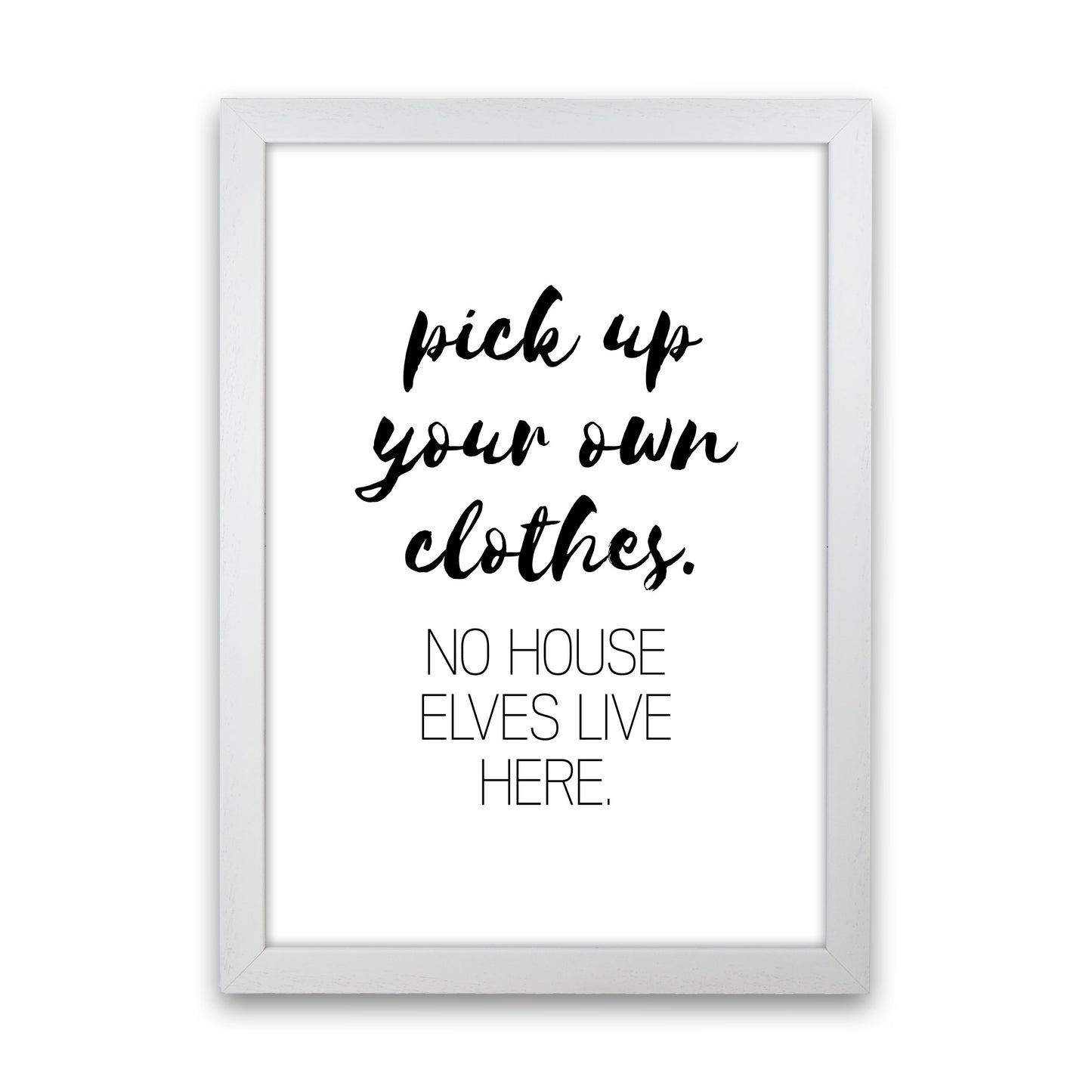 House Elves, Bathroom Framed Typography Wall Art Print White Grain
