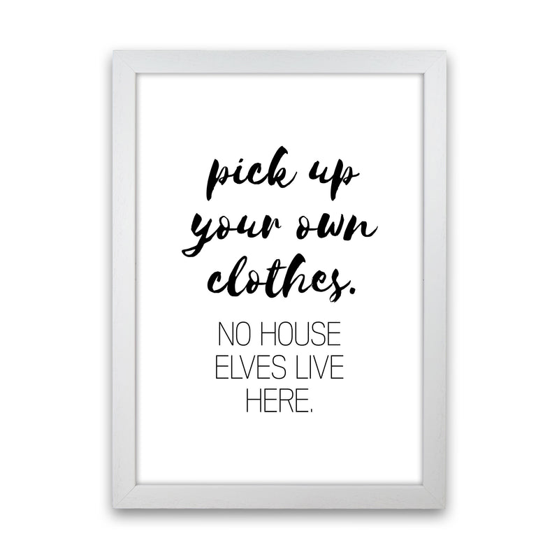 House Elves, Bathroom Framed Typography Wall Art Print White Grain
