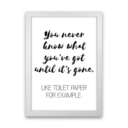 Toilet Paper, Bathroom Modern Print, Framed Bathroom Wall Art White Grain