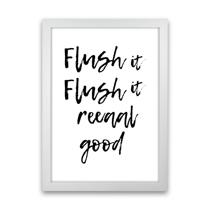 Flush It Real Good, Bathroom Modern Print, Framed Bathroom Wall Art White Grain