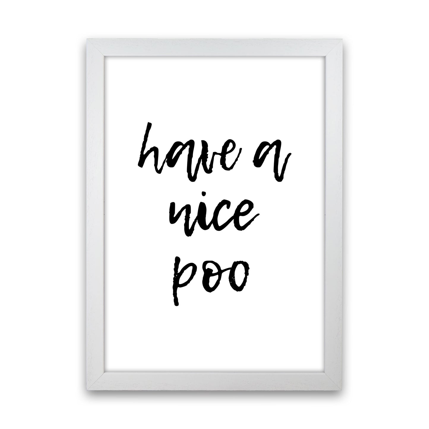 Have A Nice Poo, Bathroom Modern Print, Framed Bathroom Wall Art White Grain