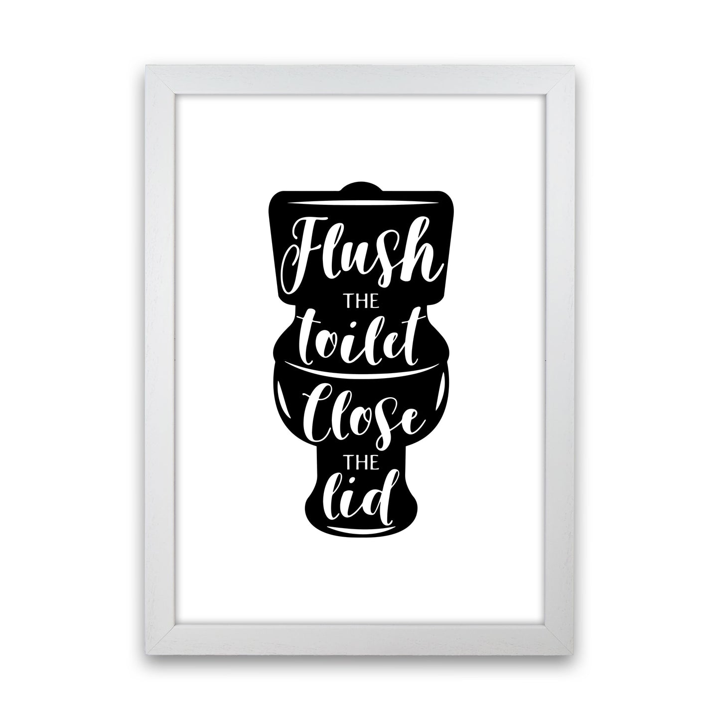 Flush The Toilet, Bathroom Modern Print, Framed Bathroom Wall Art White Grain
