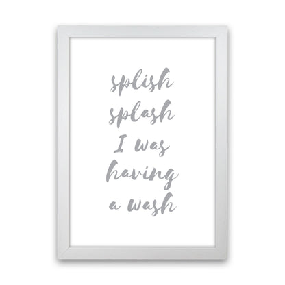 Splish Splash Grey, Bathroom Modern Print, Framed Bathroom Wall Art White Grain