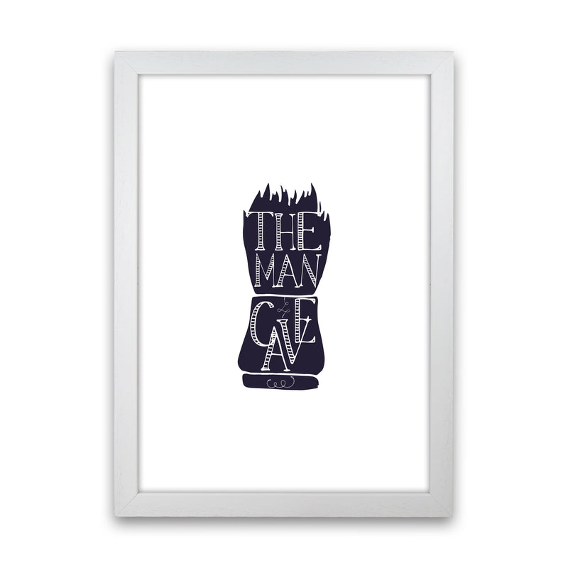 The Man Cave 2 Modern Print, Framed Bathroom Wall Art White Grain
