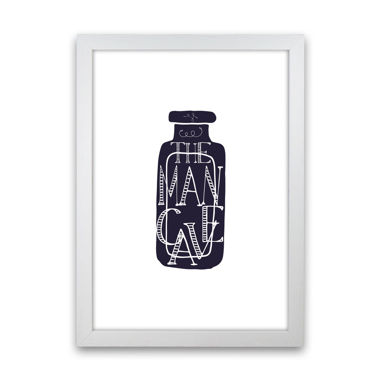 The Man Cave 3 Modern Print, Framed Bathroom Wall Art White Grain