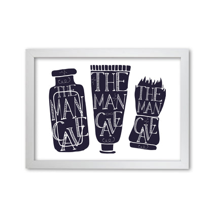 The Man Cave 4 Modern Print, Framed Bathroom Wall Art White Grain